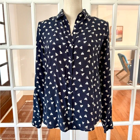 J. Crew French Hen Silk Blouse - Picture 3 of 11